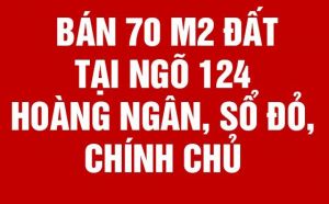 Bán 70 m2 đất, tại ngõ 124 Hoàng Ngân